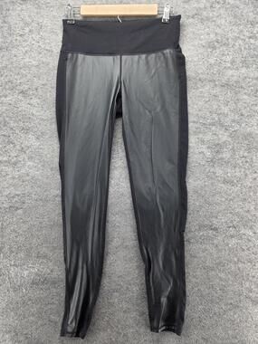 Athleta Leggings Womens Small Black Faux Leather Front Panel Coated Stretch